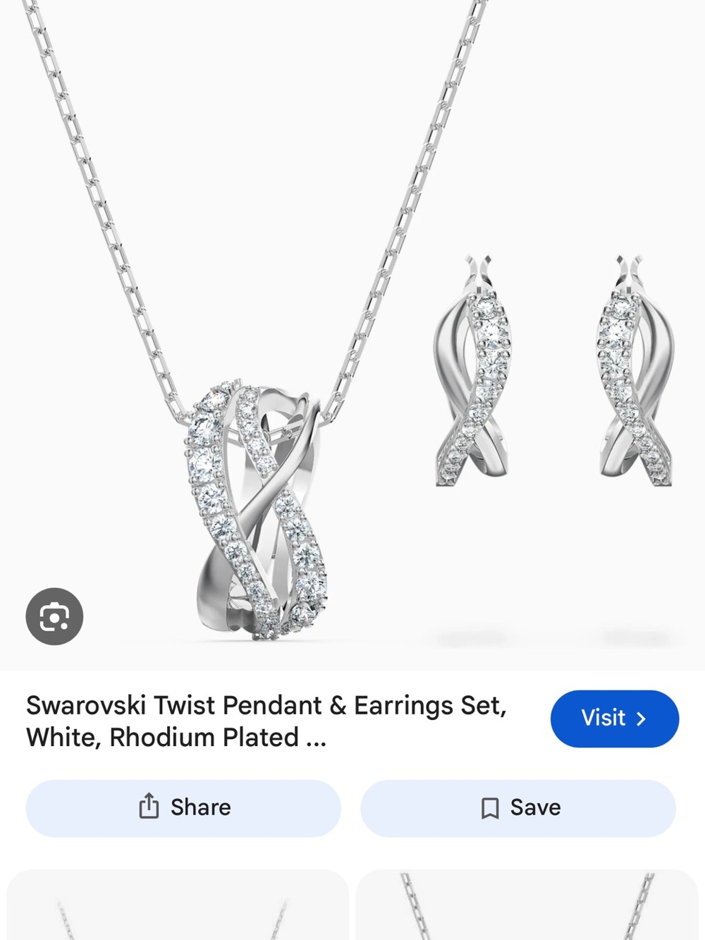 Swarovski Silver Rhodium Crystal Twist Pendant and Stud Earrings Set
